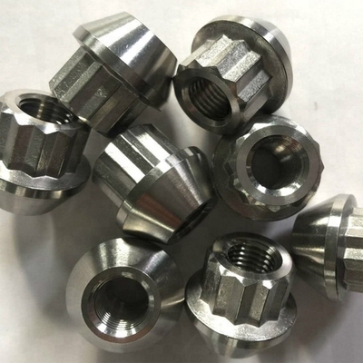 DIN Standard Plain Finish Titanium Flange Nuts for 1/2-20 Threaded Wheel Fastening Component (Стандартизированные титановые фланцевые орехи для 1/2-20 цепного компонента крепления колес)