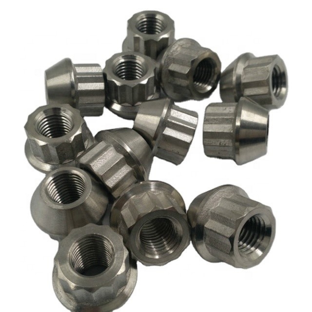 DIN Standard Plain Finish Titanium Flange Nuts for 1/2-20 Threaded Wheel Fastening Component (Стандартизированные титановые фланцевые орехи для 1/2-20 цепного компонента крепления колес)